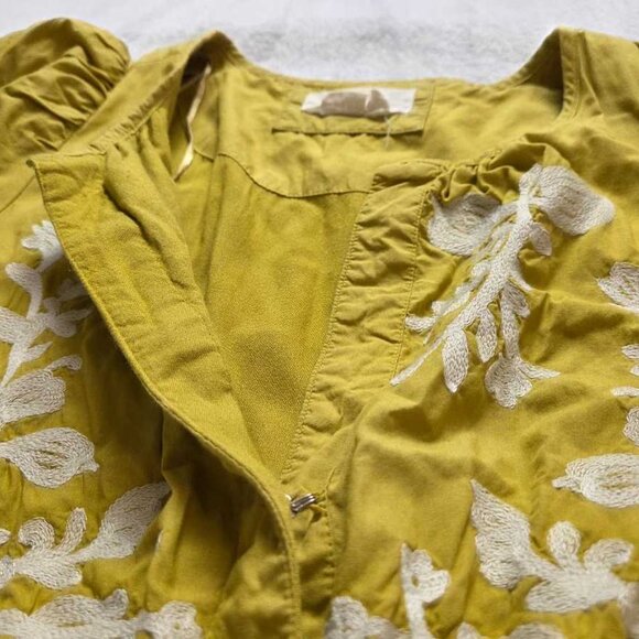 M By Anthropologie The Somerset printed maxi dress yellow embroidered flowers - Picture 5 of 11